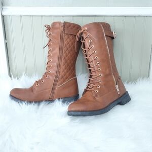 Glitz N Glam Girls Brown Lace Up Boots Size 4